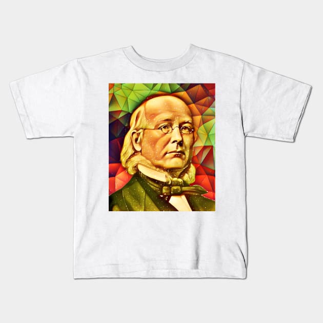 Horace Greeley Snow Portrait | Horace Greeley Artwork 9 Kids T-Shirt by JustLit